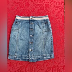 Tommy Hilfiger 2 petite button-front jean skirt Y2k denim spring summer blue tan